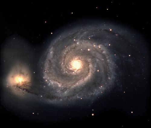 The Spiral Galaxy M51 - Galaxy is a Greek word. It means Milky Way. If we could see our own galaxy from a distance it might look like this spiral galaxy.